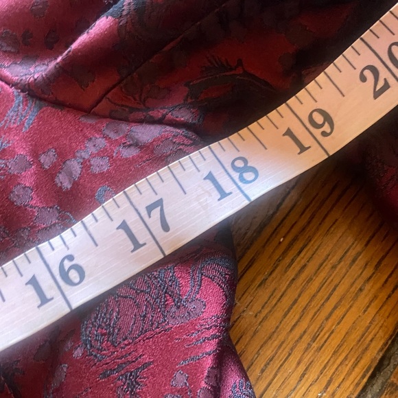 Kay Unger Red Floral Brocade vintage Blazer with Black Fur Collar - Picture 10 of 11